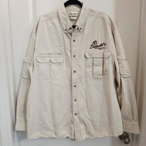 Vintage Disney Beige Donalds Fishing Tours Shirt Mens Sz 2XL Long Sleeve...